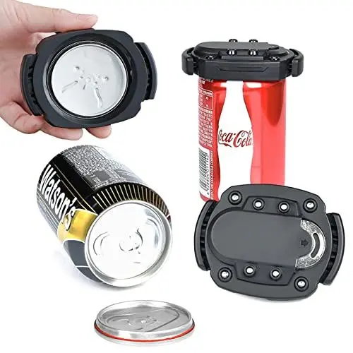 Produktbild: Dosenöffner Deckelöffner Manuell Hand Held Easy Safety Camping Bier can opener ohne scharfe kanten mit Flaschenöffner, Schwarz
