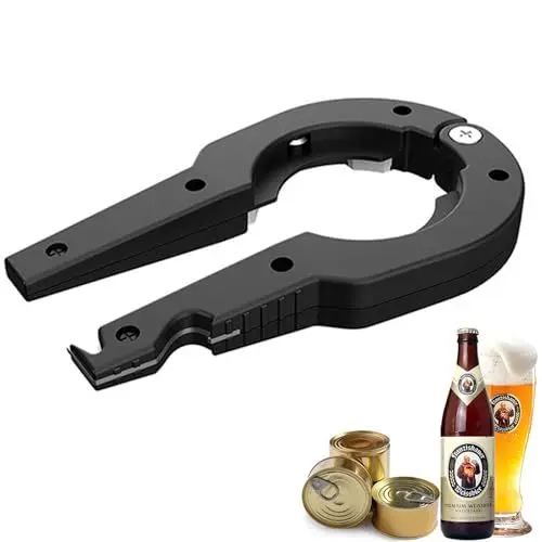 Produktbild: Dosenöffner Flaschenöffner Deckelöffner Glasöffner Schraubdeckelöffner Weinflaschenöffner Can Bottle Opener Bieröffner Büchsenöffner für Senioren Schraubgläser, Schwarz