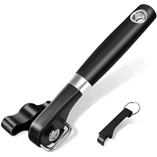 Produktbild: Dosenöffner, Sicherheits Dosenöffner mit rutschfestem Griff Glatter Rand Ergonomischer Griff aus Edelstahl für ältere Menschen mit Arthritis (Schwarz)