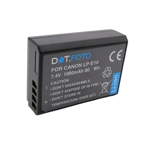 Produktbild: Dot.Foto LP-E10 Premium 7.4v / 1080mAh Akku für Canon EOS 1100D, 1200D, 1300D, 1500D, 2000D, 3000D, 4000D