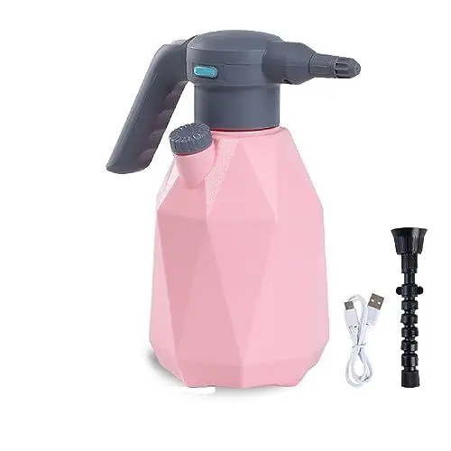 Produktbild: DOUBFIVSY 2L/0.5 Gallon Elektrischer Sprühflasche, Drucksprüher | Gartenspritze mit Verstellbarer Düse, Batteriebetriebene Pflanzensprüher Pumpsprühflasche für Pflanzen, Autos, Garten Düngung (Pink)