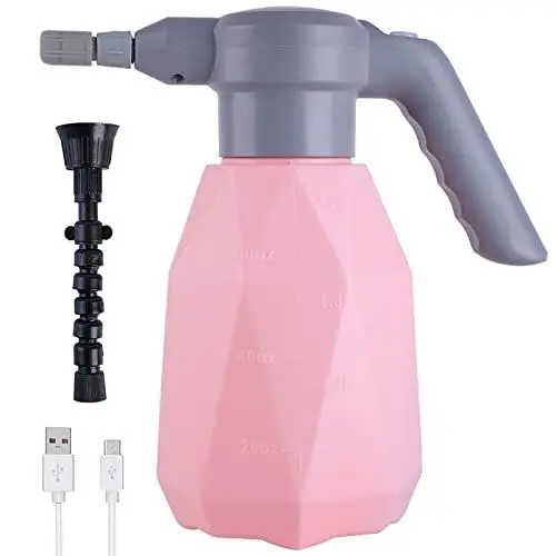 Produktbild: DOUBFIVSY Elektrischer Pflanzensprüher, 2L Gallonen Gießkanne Wiederaufladbare automatische Pflanzensprühflasche mit verstellbarem Auslauf, Erweiterte Düse für die Garten Düngende Reinigung (Rosa)