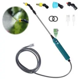 Produktbild: DOUBFIVSY Elektrischer Pflanzensprüher mit Batteriebetrieb, Drucksprüher Gartensprüher Sprühlanze mit 3 Einstellbarer Düsen, Sichtbarer Batteriestand, Wiederaufladbare Sprühgerät für für Garten Jäten