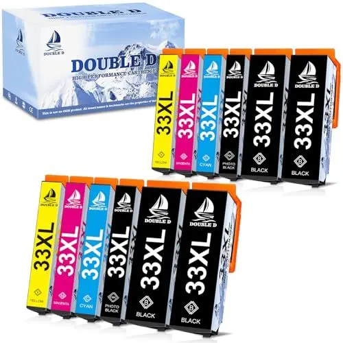 Produktbild: DOUBLE D 33XL Multiack für Epson 33XL Ersatz für epson 7100 druckerpatronen, epson xp 540 druckerpatronen kompatibel mit Epson Expression Premium XP-830 XP-900 XP-645 XP-530 XP-630 XP-640 (12er Pack)