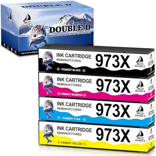 Produktbild: DOUBLE D wiederaufbereitet 973X Set für HP 973X, Nicht vom Uprade betroffen, kompatibel mit HP PageWide Pro 477dw 477dwt 477dn 452dw 452dwt 452dn 552dw 577dw