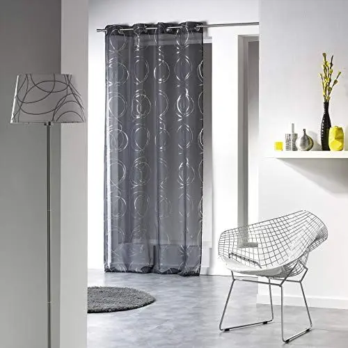 Produktbild: Douceur D'Intérieur - 1623654, Gardine Mit Osen, 140 X 240 cm, Bully, Voile Bedruckt Silber, Grau