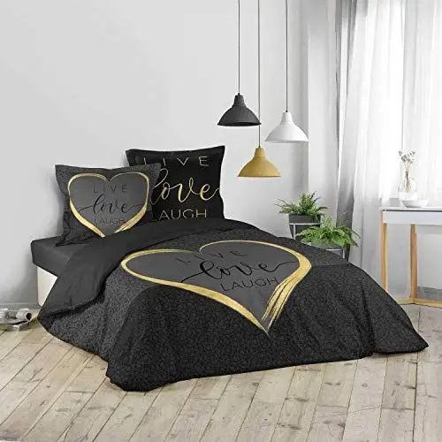 Produktbild: Douceur d'Intérieur, 3-teiliges Bettwäsche-Set (200 x 200 cm) Crazy Love, 100% Baumwolle