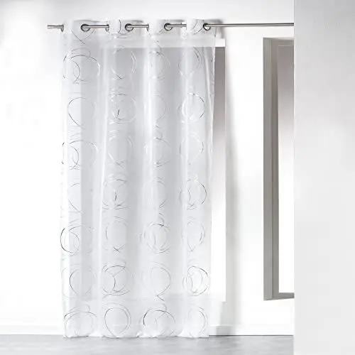 Produktbild: douceur d'Intérieur - 1623655, Gardine Mit Osen, 140 X 240 cm, Bully, Voile Bedruckt Silber, Weiss