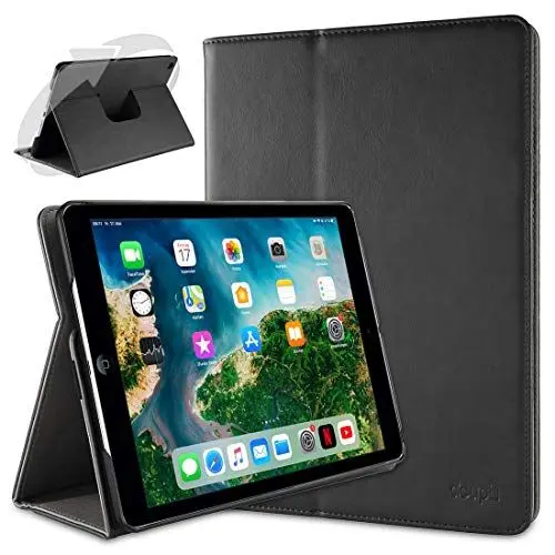 Produktbild: doupi Deluxe Schutzhülle für iPad Air (1. Gen.), Smart Case Sleep/Wake Funktion 360 Grad drehbar Schutz Hülle Ständer Cover Tasche, schwarz