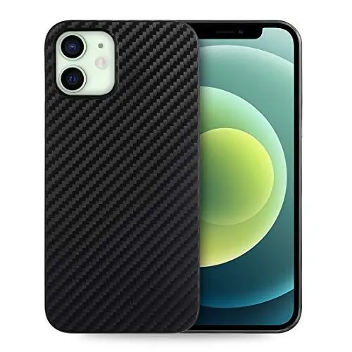 Produktbild: doupi UltraSlim Hülle kompatibel für iPhone 12 Mini (5,4 Zoll), Carbon Fiber Look Ultra Dünn Handyhülle Cover Bumper Schutz Schale Hard Case Schutzhülle, Kohlefaser Optik schwarz