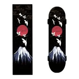 Produktbild: douyif Skateboard Griptape Aufkleber Weißer Kranich Berge Longboard Griptape Scooter Grip Tape Skateboard Sandpapier Selbstklebender Blasenfreies Wasserdichtes Antirutsch Verschleißfest 24x85cm