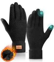 Produktbild: DOVAVA Handschuhe Herren Damen,Winterhandschuhe Touchscreen,Thermo Strickhandschuhe mit Weichem Innenfutter für Laufen Radfahren Freizeit Outdoor (Schwarz