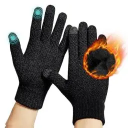 Produktbild: DOVAVA Handschuhe Herren schwarz,Strick handschuhe Herren,Touchscreen Handschuhe Fahrradhandschuhe,Handschuhe Damen in Schwarz Dunkelgrau und Khaki mit weichem Innenfutter (Schwarz)