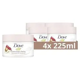 Produktbild: Dove Creme-Dusch-Peeling Granatapfel & Sheabutter Scrub Körper Peeling für geschmeidige Haut Hautpflege mit Jojobawachs-Perlen 4x 225 ml