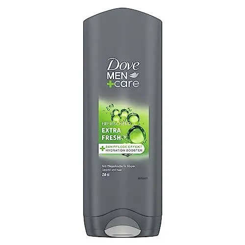 Produktbild: Dove Men+Care 3-in-1 Duschgel Extra Fresh Duschbad für Körper, Gesicht und Haar mit 24 Stunden Pflege Effekt 250 ml
