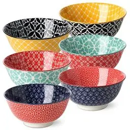 Produktbild: DOWAN Müslischalen 6er Set, 680 ml Müsli Schüssel, Φ 15,2 cm Müslischüsseln Bunt Groß, Schalen Set für Abendessen Weihnachten, Servierschalen Set für Suppe, Salat, Suppe, Cornflakes