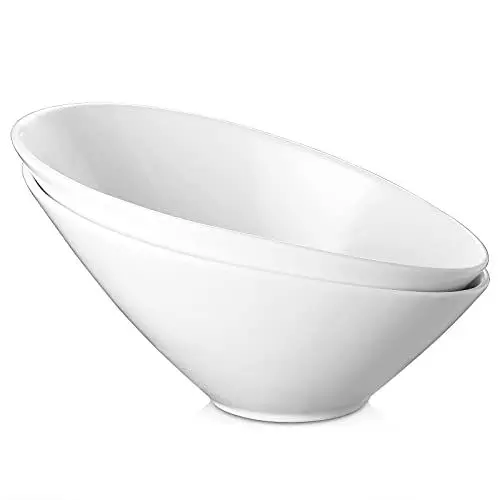 Produktbild: DOWAN Salatschüssel Keramik, 2 tlg., 770 ml Servierschalen, Premium Porzellan, Spülmaschinen-, mikrowellengeeignet, Keramikschüsseln für Salat, Obst, Pasta, Suppe, Dessert, Weiß