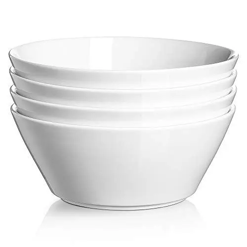 Produktbild: DOWAN Salatschüssel Set, 950ml /32oz Suppenschalen, Müslischale Groß, Suppenschalen mit Breitem Durchmesser, Schüssel Set aus Porzellan, Ramen Schüssel, Weiß, 4er Pack
