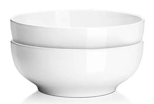Produktbild: DOWAN Servierschale Porzellan 2,65 Liter, Große Salatschüssel Keramik, Servierschüssel Set Groß, Suppenschale, Ramen Schale aus Porzellan, Große Schüssel Set, Weiß, 2er Pack