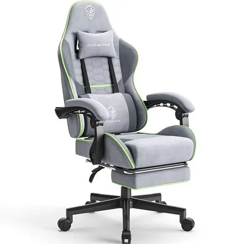 Produktbild: Dowinx Gaming Stuhl Bürostuhl Stoff Tasche Frühling Kissen (grau&grün)