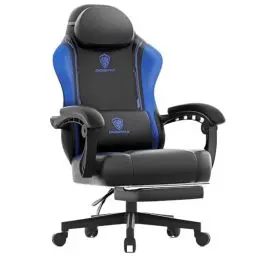 Produktbild: Dowinx Gaming Stuhl, Ergonomischer Gamer Sessel aus PU-Leder mit Lendenstütze, Massagefunktion und breiter Rückenlehne, Belastbar bis 150 kg, Blau