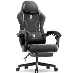 Produktbild: Dowinx Gaming Stuhl, Bürostuhl Gamer Stuhl, Ergonomischer Gamer Sessel mit Fußstütze, Massage Gaming Chair PU Leder PC-Stuhl Verbreiterte Rückenlehne 150KG, Schwarz
