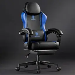 Produktbild: Dowinx Gaming Stuhl Racing Gamer Stuhl, Ergonomischer Gaming Sessel mit Lendenwirbelstütze, Gaming Chair PU Leder PC-Stuhl Verbreiterte Rückenlehne 150KG, Blau