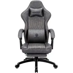 Produktbild: Dowinx Gaming Stuhl mit Frühling Kissen,Racing Gamer Stuhl mit Massage, Ergonomischer Gaming Sessel mit Fußstütze Bürostuhl PU Leder Grau