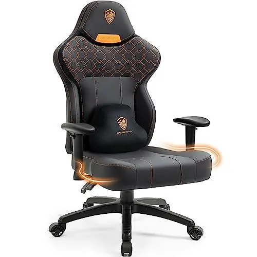 Produktbild: Dowinx Gaming Stuhl mit PU Leder, Schneidersitz Gaming Stuhl Ergonomisch für schwere Personen, Hohe Rückenlehne PC Stuhl, Recliner Gamer Stuhl für große und große Menschen (Schwarz)