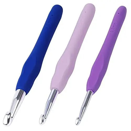 Produktbild: Doxiru Häkelnadel-Set, 3 Größen 5,0 mm, 6,5 mm, 9,0 mm, Stricknadel für Anfänger und Farbe, weicher Griff, glatte Stricknadel, DIY-Strickset zum Stricken von Pullovern, Schals und Mützen