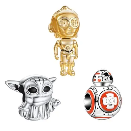Produktbild: Doyafer Roboter Perlen Charms 3-teiliges Set 925 Sterling Silber Perlen für Frauen Fit Armband 3-teilig/Paket