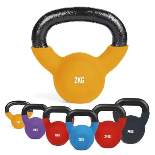 Produktbild: #DoYourFitness Kettlebell - Kugelhantel aus massivem Gusseisen mit Neoprenbeschichtung - Rot - 2 KG