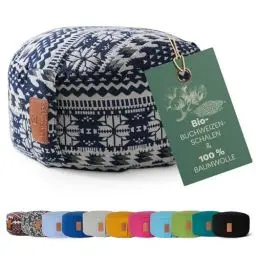 Produktbild: #DoYourYoga rundes Yogabolster - waschbarer Bezug, Bio-Buchweizenschalen (KBA) Füllung, 30 x 15 cm, Yoga Kissen für Yin Yoga & Meditation - Style (2)