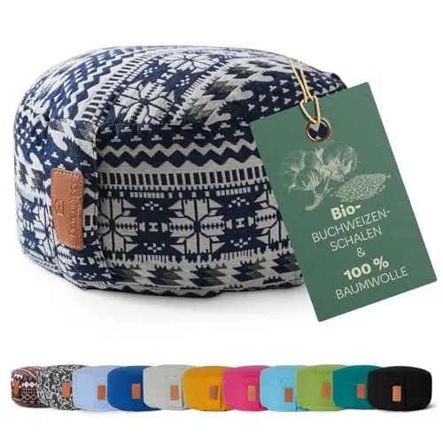 Produktbild: #DoYourYoga rundes Yogabolster - waschbarer Bezug, Bio-Buchweizenschalen (KBA) Füllung, 30 x 15 cm, Yoga Kissen für Yin Yoga & Meditation - Style (2)