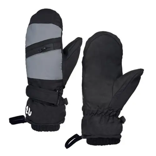 Produktbild: DOZNOZRI Winter Ski Fäustlinge Herren Damen, Wasserdicht Snowboardhandschuhe, rutschfeste Thermo Skihandschuhe mit Touchscreen zum Skifahren, Wandern, Radfahren (Schwarz, L)