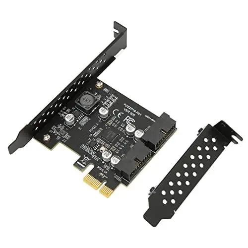 Produktbild: Dpofirs PCIe zu USB 3.2 Gen 1 Karte, PCIe zu USB 3.2 Gen 2 Adapterkarte 2 USB3.2 GEN1 19PIN PCI Express (PCIe) Erweiterungskarte USB Karte für Desktop PC Support Windows(19PIN Schwarzes Brett)