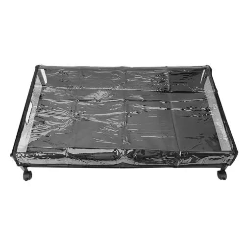 Produktbild: Unterbett-Aufbewahrungsbehälter mit Rollen, Unterbett-Aufbewahrung, Staubdicht, Großes Fassungsvermögen mit Deckel, Transparente, Rollende Schublade Unter Dem Bett für Kleidung,
