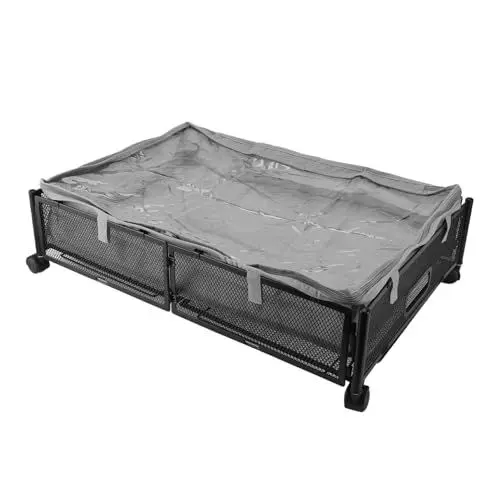 Produktbild: Dpofirs Unterbettbehälter mit Rollen, Rollbare Unterbett-Aufbewahrungsschublade mit Großem Fassungsvermögen und Deckel, Unterbett-Aufbewahrungsbehälter für Kleidung, Decken, Schuhe,