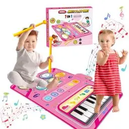 Produktbild: DQMOON Musikmatte mit 2 Trommelstöcke, Mädchen Geschenke Kinderspielzeug Musik Klaviermatte Tanzmatte Keyboard Kinder, Kindergeburtstag Geschenke für Jungen Mädchen 3 4 5 6 Jahre, Weihnachts Geschenke