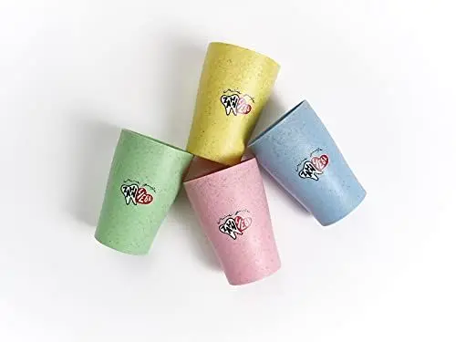 Produktbild: Dr. Bauer's Zahnputzbecher, Mundspülbecher aus 45% Strohresten für Kinder und Erwachsene, Packung mit 4 Becher