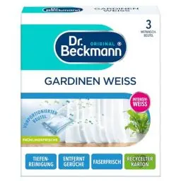 Produktbild: Dr. Beckmann Gardinen Weiß | Gardinenweiß für strahlende Vorhänge | mit effektiver Intensiv-Weiß-Formel | 3x 40g