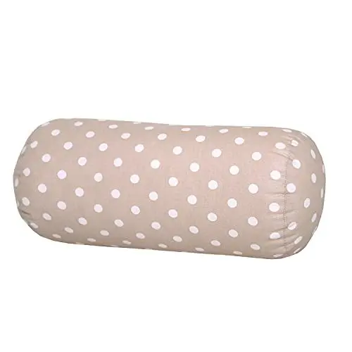 Produktbild: Dr. Berger Nackenrolle Nackenkissen 40x16 cm Bequeme mit Bezug 100% Baumwolle, Kissen rund, stabil - Perfekt als festes Nackenkissen, Reisekissen, Knierolle, Rückenkissen Sofa, Trendfarbe Beige