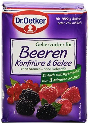 Produktbild: Dr. Oetker Gelierzucker für Beeren Konfitüre, 500 g, fertiger Gelierzucker, zum Selbermachen von Konfitüren & Gelees aus verschiedenen Beeren, vegan