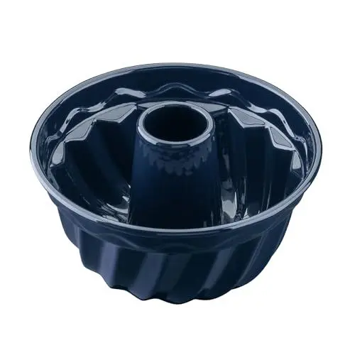 Produktbild: Dr. Oetker Gugelhupf Backform Ø 18 cm Back-Liebe Emaille – Schnitt- & kratzfeste Gugelhupf Form mit Emaille – 18er Gugelhupfform in Dunkelblau
