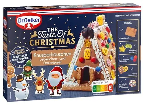 Produktbild: Dr. Oetker Knusper-Häuschen, Lebkuchenhaus und Dekorierset zum Basteln und Verzieren für die Weihnachtszeit - 1 x 403 g