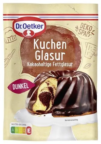 Produktbild: Dr. Oetker Kuchenglasur Dunkel, 150 g, kakaohaltige Fettglasur, zum Glasieren und Verzieren von Kuchen, Gebäck & Desserts