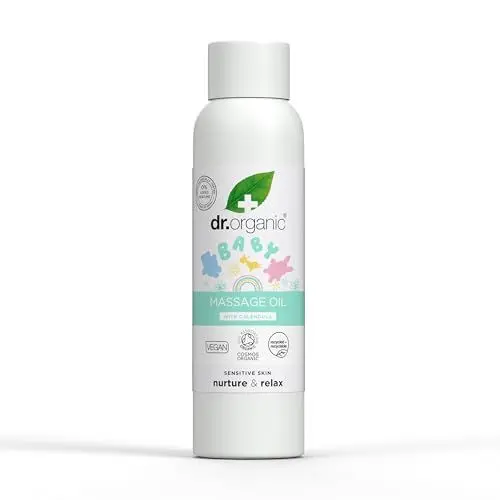 Produktbild: Dr Organic Baby-Massageöl mit Calendula, Empfindliche Haut, Beruhigende & Bindende Massage, Dermatologisch getestet, Tierversuchsfrei, Paraben- & SLS-frei, Zertifiziert Bio, 150ml