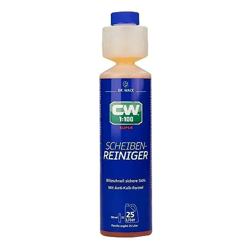 Produktbild: DR. WACK - CW1:100 Super Scheibenreiniger 250 ml - Konzentrat mit Antikalk-Formel - Reiniger für Scheinwerfer- & Scheibenwaschanlagen - Hohe Ergiebigkeit für 25 l Flüssigkeit - Hochwertige Autopflege