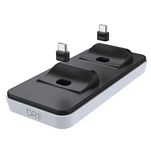 Produktbild: DR1TECH GamePow Ladestation Für PS5 Dualsense Controller mit Schnelles Aufladen - Doppelte Ladung Des Wireless Controllers Für PS 5 Mit Entfernbaren Anschlüssen (Amazon Exclusive)