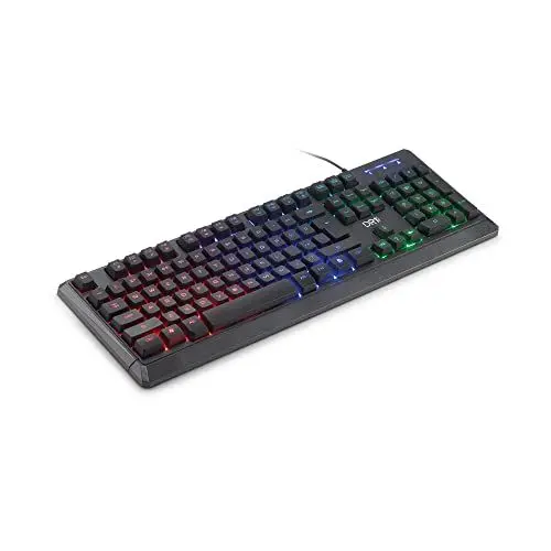 Produktbild: DR1TECH Puma+ Ergonomische Gaming Tastatur Mit LED Hintergrundbeleuchtung Für PC/PS4-104 Tasten Mit 6-Tasten-Rollover - USB Tastatur Mit Kabel (QWERTY Internationales-Layout)